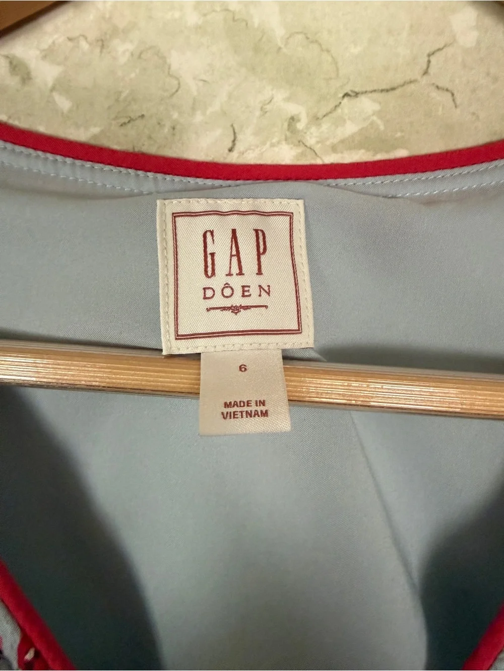 GAP / Doen Light Blue Floral Wrap Dress with Pink Trim - Picture 3 of 5